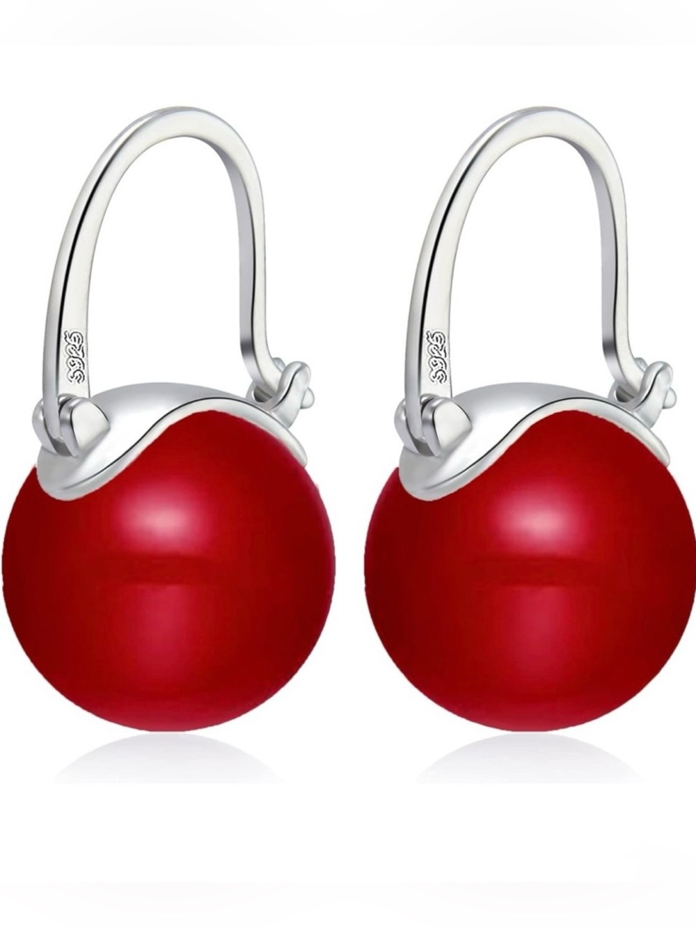 Kate Spade Red Ball Drop Earrings with Silver Hooks
